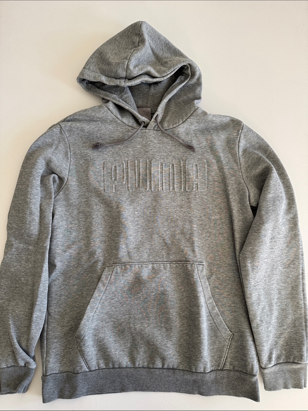 Puma Gray Embossed Logo Hooded Sweatshirt